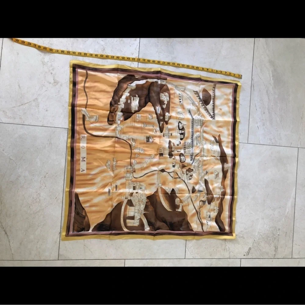 Ancient Rome Vintage Tan Silk Scarf